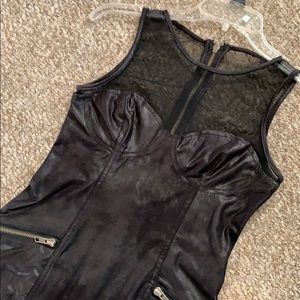 Black mini dress with mesh detailing